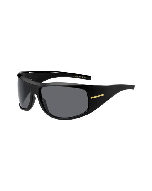 Boss Mask-style Sunglasses In Black With Gold-tone Hardware