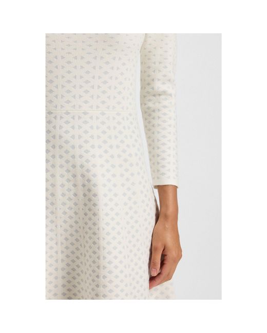 Boss White Patterned Boat-Neck Dress