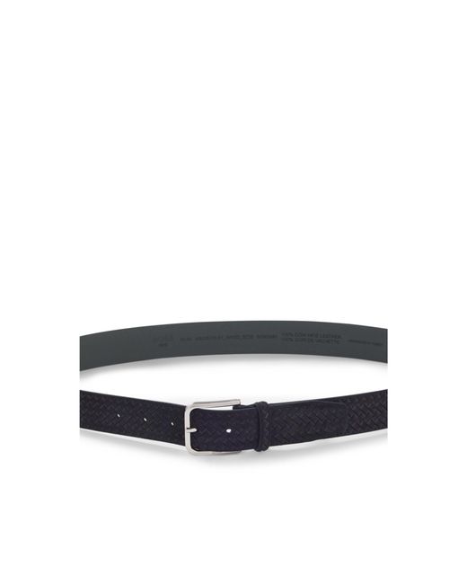 Boss Blue Woven-Suede Belt With Logo Buckle for men