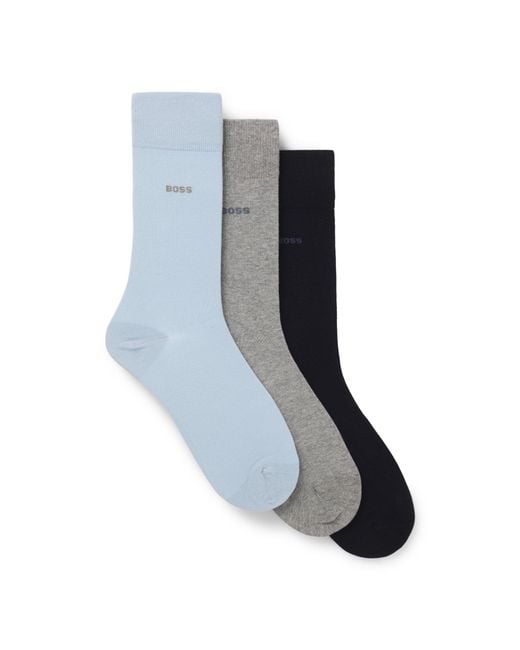 Boss Blue Three-Pack Of Regular-Length Socks for men