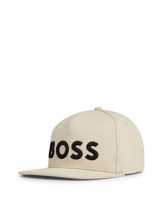 Boss White Five-panel Cap With Honeycomb Logo Detail for men