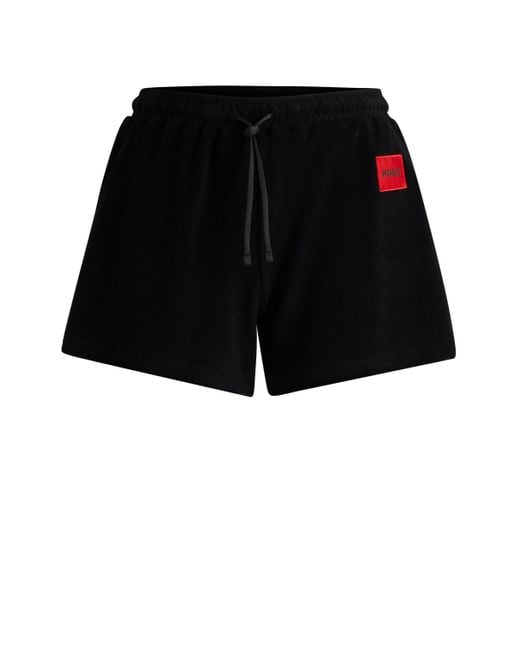 HUGO Shorts Van Een Katoenmix Met Logodetail in het Black