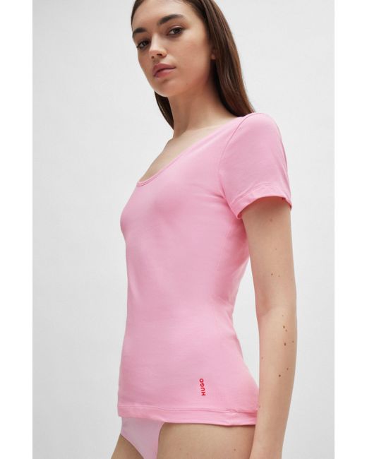 HUGO Set Van Twee Underwear T-shirts Van Stretchkatoen in het Pink