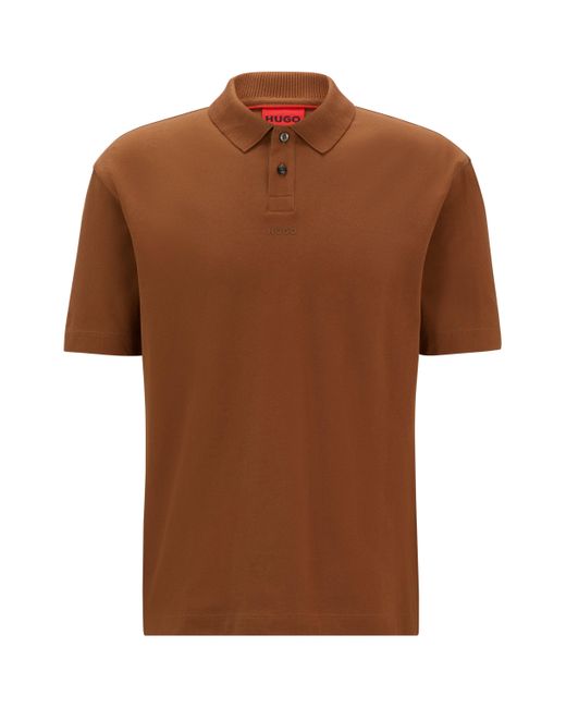 HUGO Poloshirt aus Baumwoll-Piqué mit Logo-Print in Brown für Herren