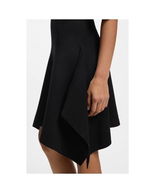 Boss Black Knitted Dress With Shaped Hemline