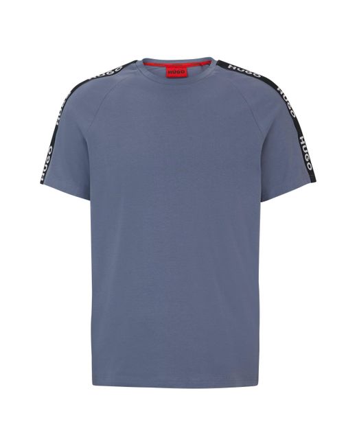 HUGO Relaxed-fit T-shirt Van Stretchkatoen Met Logoband in het Blue voor heren