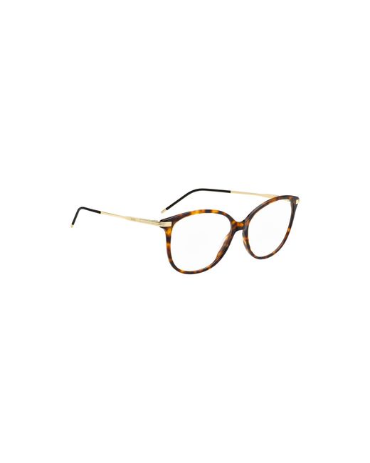Boss Metallic Havana-Acetate Optical Frames With-Tone Temples