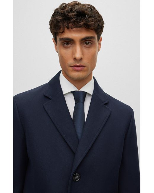 Boss Blue Cotton-blend Coat With Zip-up Inner for men