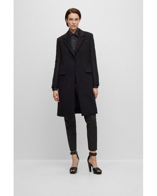 Boss Black Slim-fit Coat In Virgin Wool And Cashmere