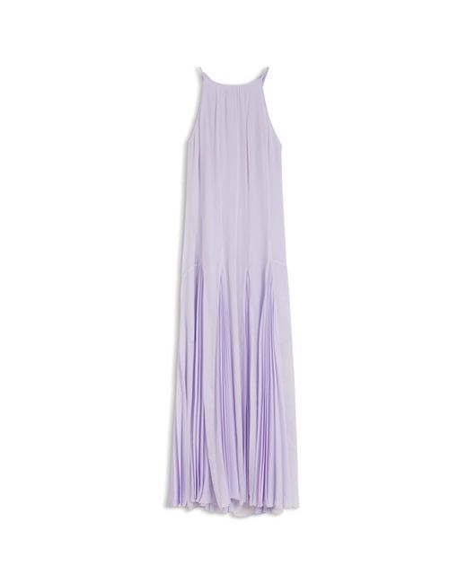 Boss Purple Sleeveless Dress With Plissé Skirt Inserts