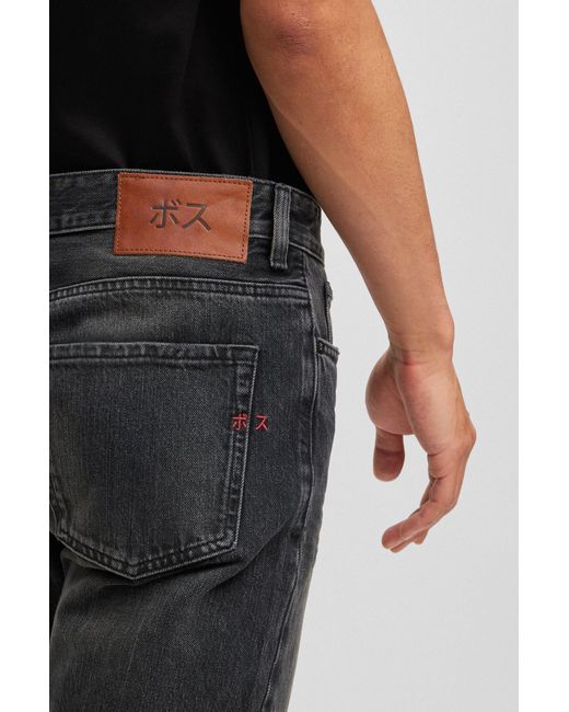 BOSS by HUGO BOSS Tapered-fit Jeans In Black Japanese Selvedge Denim for  Men | Lyst Canada