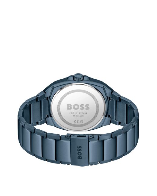 Boss Blue Link-bracelet Watch With Tonal Guilloché Dial for men