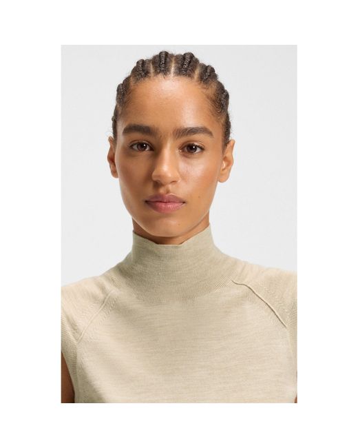 Boss Natural Sleeveless Mock-Neck Sweater