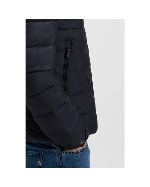 Boss Blue Water-Repellent Regular-Fit Jacket With Logo Detail for men