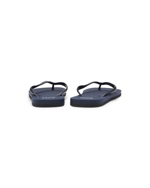 Boss Blue Italian-Made Flip-Flops With Contrast Logo Detail for men