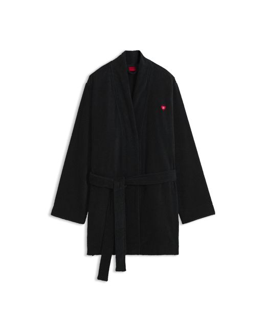 HUGO Black Heart-Embroidered Dressing Gown