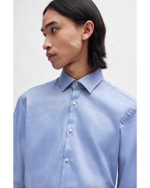 HUGO Slim-Fit Hemd aus bügelleichter Oxford-Baumwolle in Blue für Herren