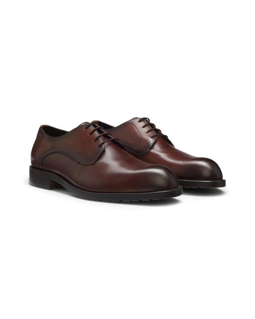 Boss Leder-Derbys Mit Logo-Prägung in Brown für Herren