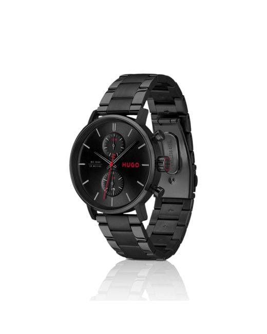 HUGO Black #Takeoff-Plated Watch With Dial for men