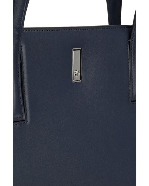 Boss Blue Leather Shopper Bag With Signature Hardware