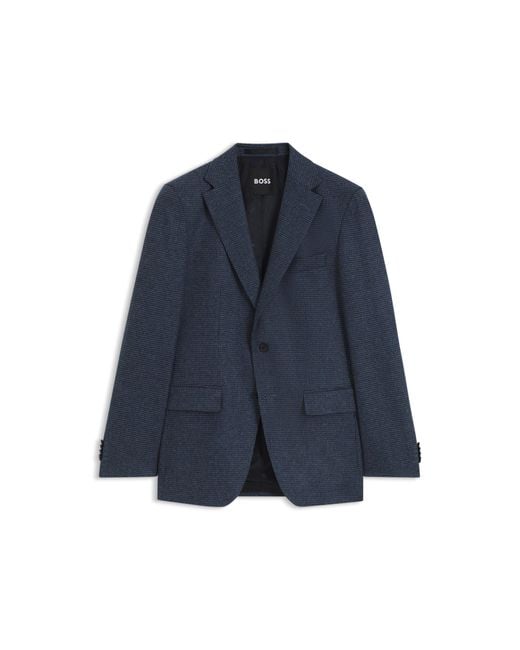 Boss Blue Patterned Slim-Fit Blazer for men