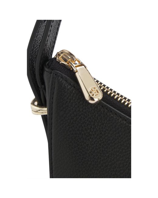 Boss Black Leather Shoulder Bag With Double B Monogram
