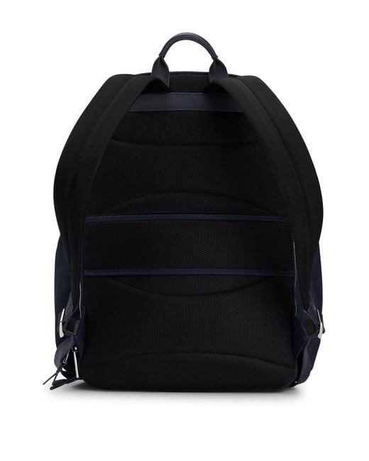 Boss Blue Structured-material Backpack With Logo And Two-way Zip for men