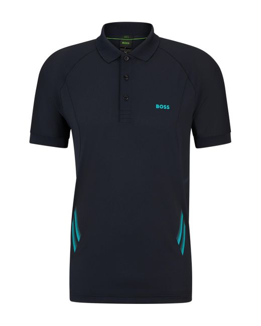 Boss Blue Slim-fit Polo Shirt In Moisture-wicking Stretch Fabric for men