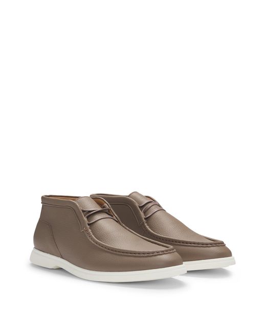 Boss Desert Boots Aus Gewalktem Leder Mit Blatteinsatz in Brown für Herren