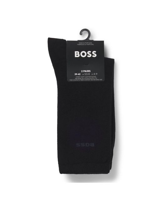Boss Black Two-Pack Of Regular-Length Socks With Logos
