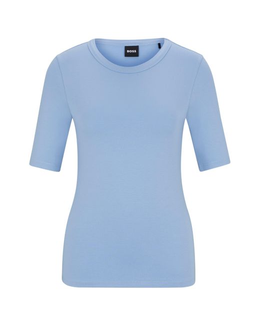 Boss Slim-fit T-shirt Van Een Modalmix Met Stretch in het Blue