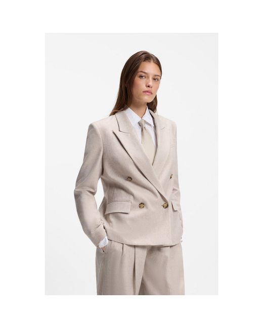 Boss Natural Double-Breasted Regular-Fit Blazer