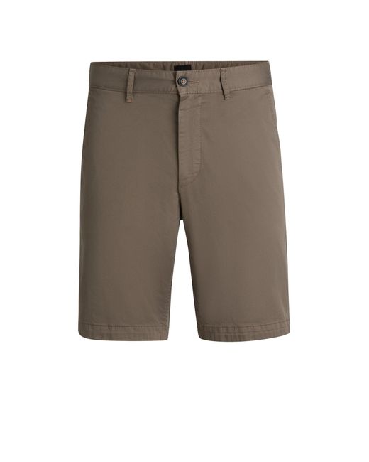 Short Slim En Twill De Coton Stretch Boss pour homme en coloris Gray
