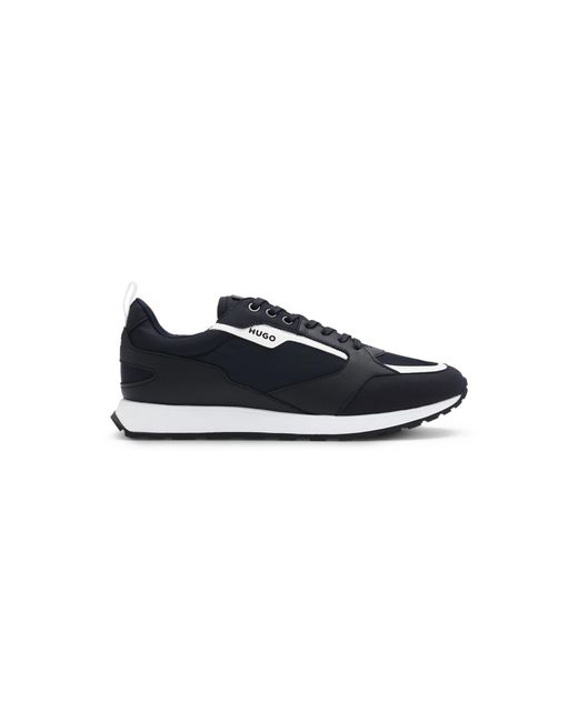 HUGO Blue Mixed-Material Trainers With Branded Accents for men
