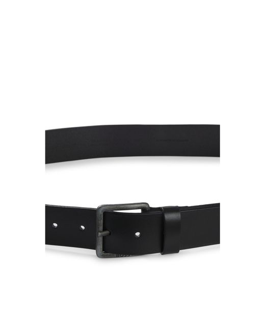 Boss Black Leather Belt With Logo Buckle for men