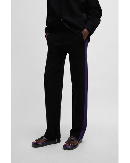 Boss Black Naomi X Knitted Trousers With Contrast Side Stripe
