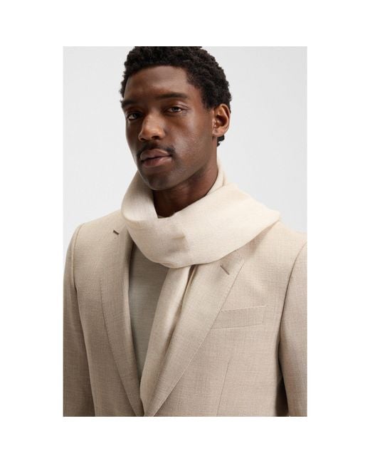 Boss White Beckham X Lightweight Two-Tone Scarf With Linen for men