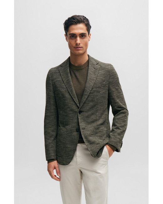 Boss Green Regular-fit Jacket In Micro-patterned Stretch Jersey for men