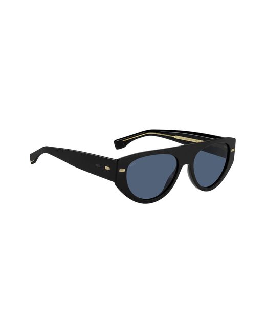 Boss Schwarze Sonnenbrille Aus Bio-Acetat Mit Gemusterten Nieten in Black für Herren