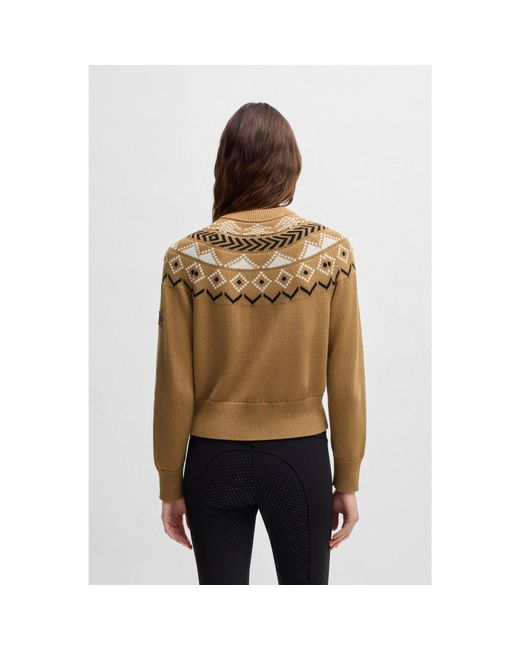 Boss Green Equestrian Cardigan With Knitted Pattern