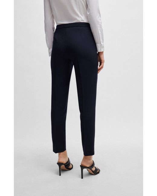 Boss Blue Regular-fit Trousers In Micro-patterned Super-stretch Fabric