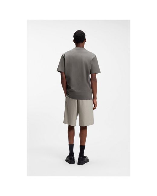 HUGO Gray Relaxed-Fit T-Shirt With Central Logo Detail for men
