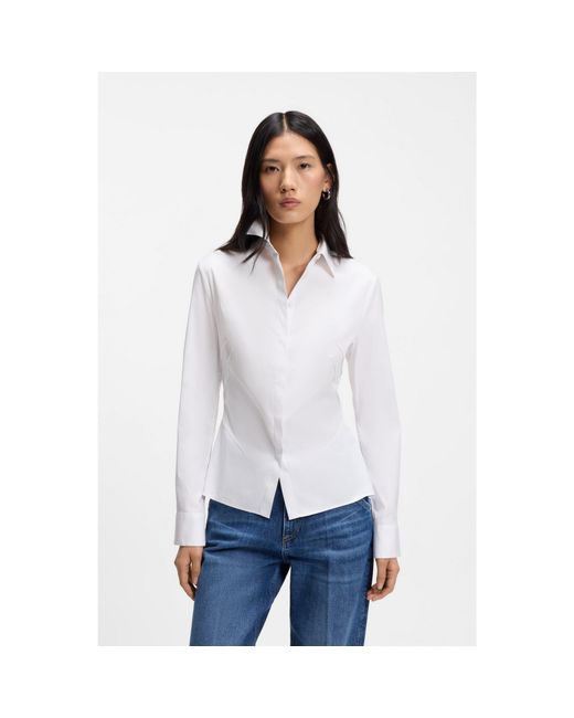 Boss White Slim-Fit Blouse