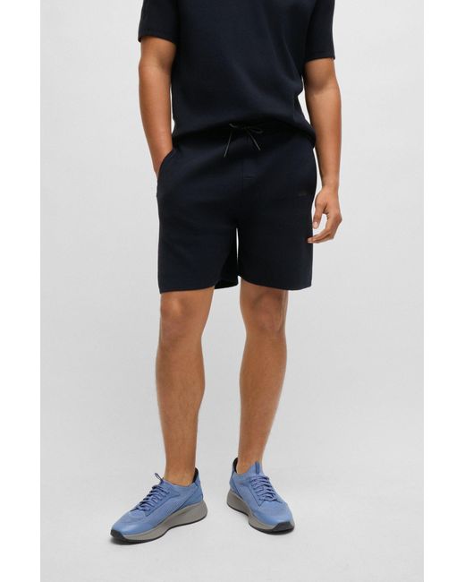 Boss Black Regular-fit Shorts In Thermoregulating Cotton-blend Fabric for men