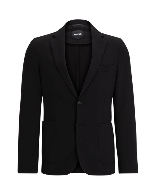 Boss Blue Slim-fit Jacket In Micro-patterned Performance-stretch Material for men