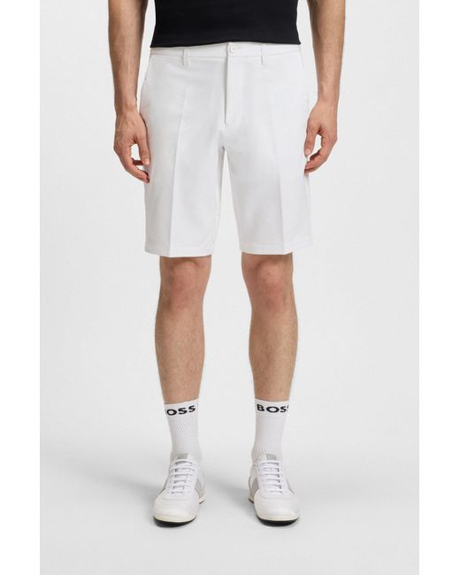 Boss Slim-Fit Shorts Aus Wasserabweisendem Stretch-Gewebe in White für Herren
