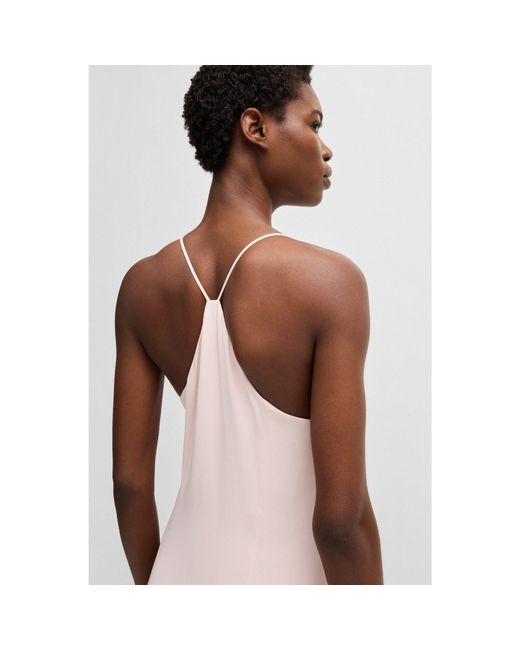 Boss Pink Sateen Dress With Waterfall Detail