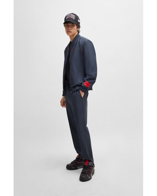 HUGO Blue Slim-fit Jacket In Mohair-look Material for men