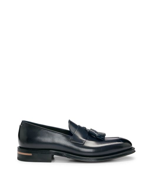 Boss Black Italian-crafted Leather Loafers With Tassel Trim for men