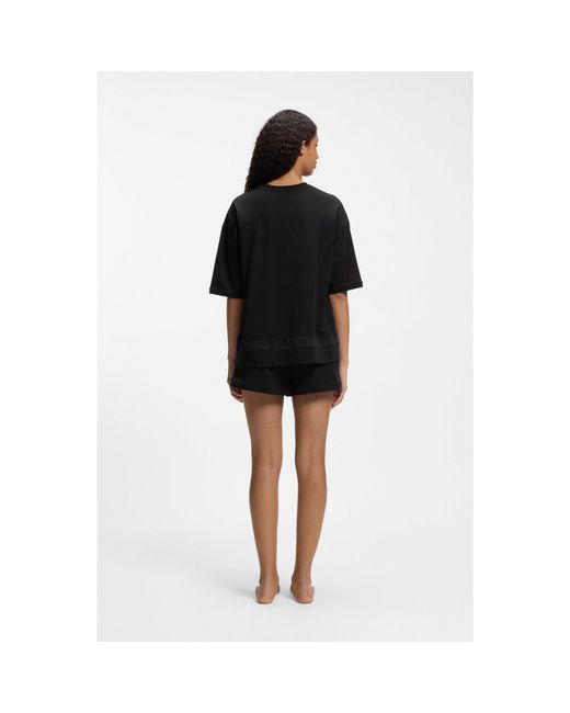HUGO Black Stretch-Cotton Pyjamas With Mesh Logo Inserts
